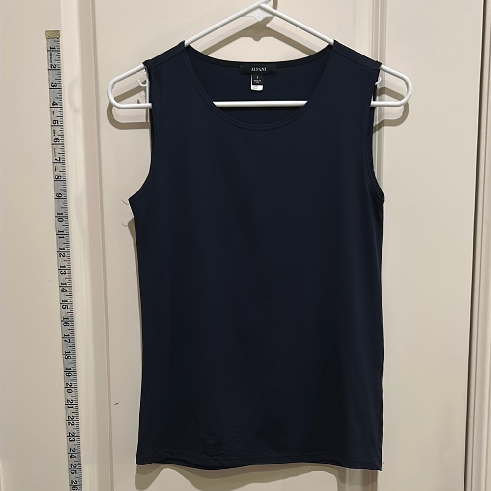 Alfani Fitted Blue Sleeveless Tank Top